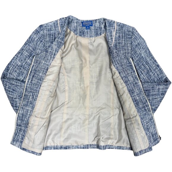 EUC Women's PENDLETON Navy/Cream Tweed Full Zip Blazer Jacket | Size 10P‎ - Picture 3 of 10